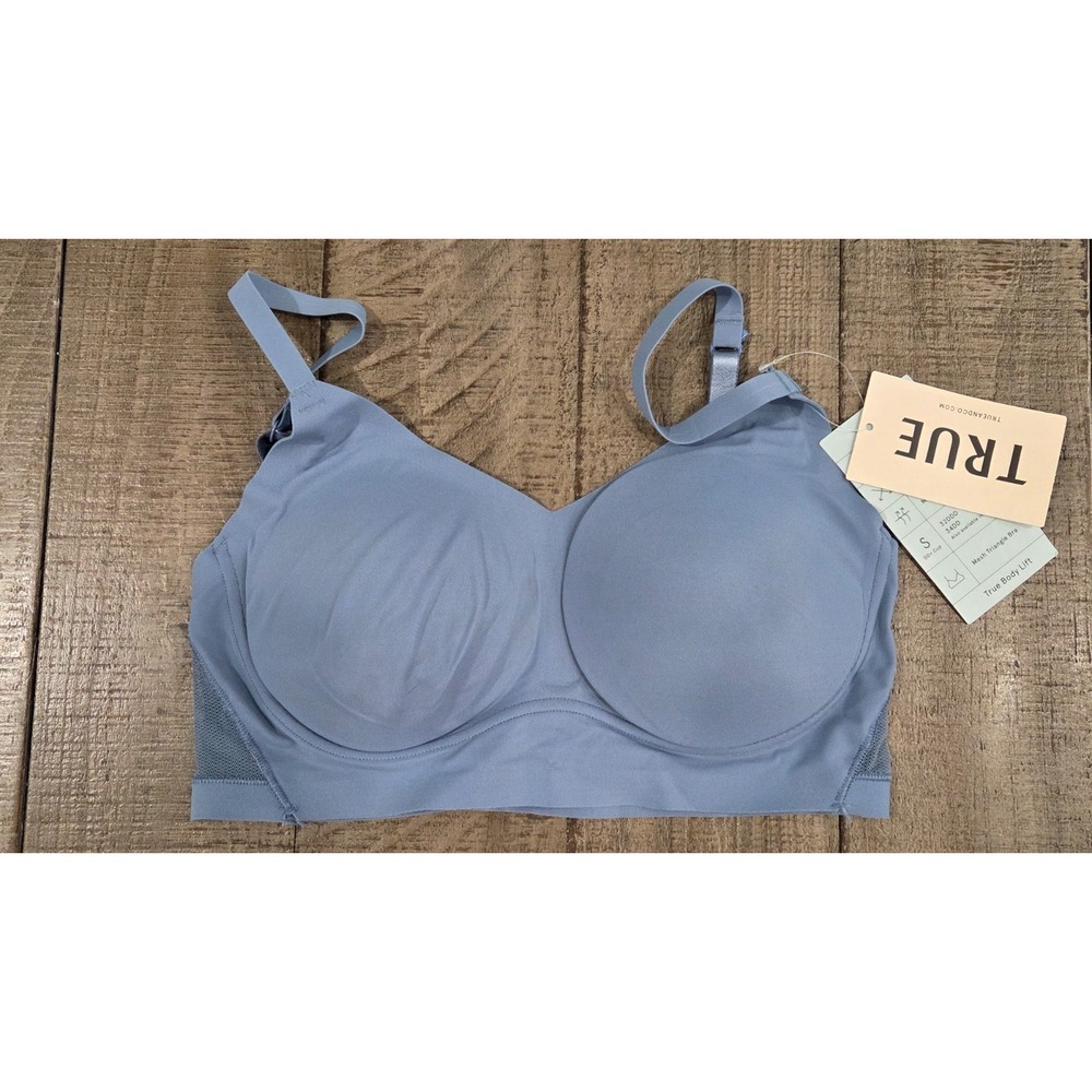 True & Co True Body Lift Mesh Triangle Bra Light Blue 34DD NWT